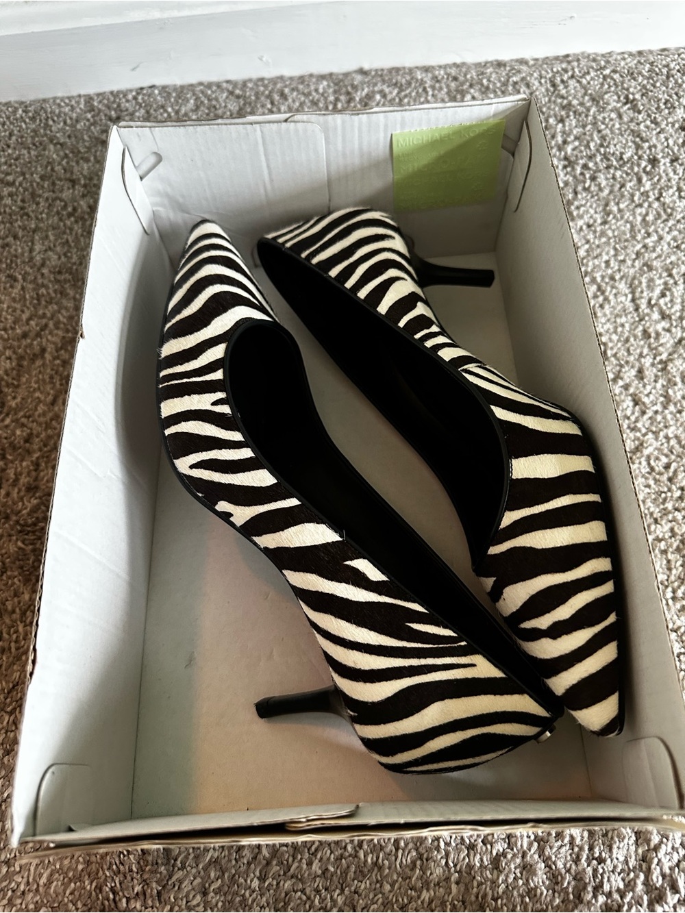 Michael Kors Zebra-Print Pointed Flats - Black & White Flex calf hair shoes - Picture 11 of 13